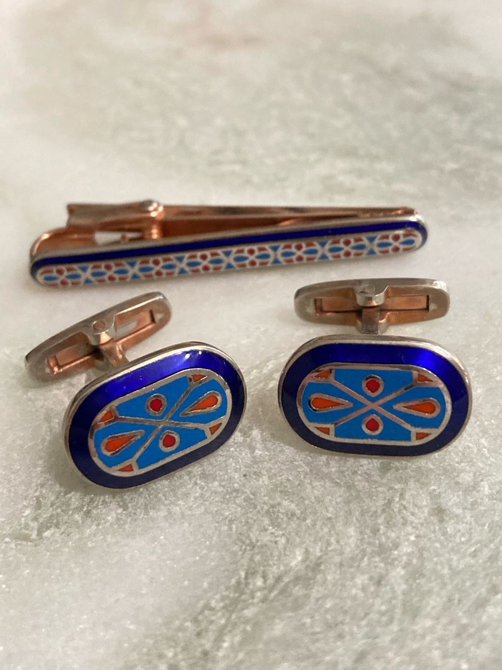 ✨ Rare YSL Vintage Cuff Links + Tie Clip Set